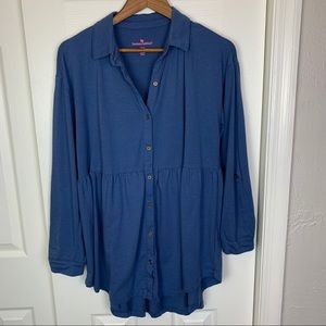 Woman Within Long Sleeve Peplum Cotton Top